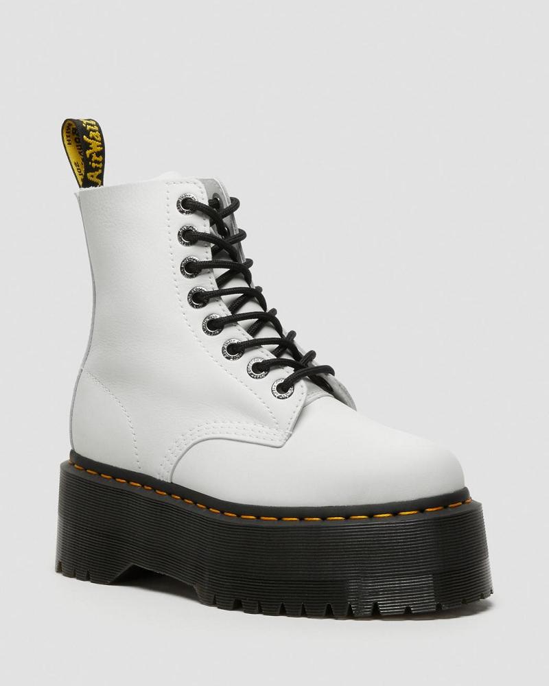 White Women\'s Dr Martens 1460 Pascal Max Leather Platform Boots | CA 231HAP